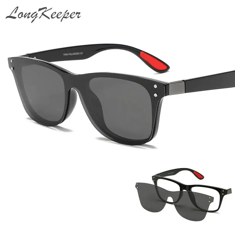 

LongKeeper Double Lens Polarized Sunglasses Men Women Anti-blue Light Glasses Frame Clear Lens Clip On Eyeglass Goggle UV400