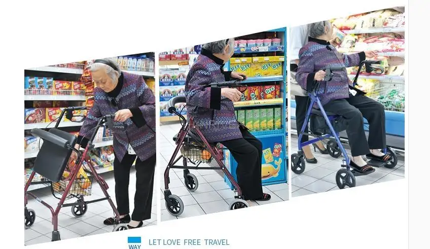 Super Light Rollator Lightweight Aluminum Loop Brake Folding Walker Adult W/height Adjustable Seat By Legs And Arms 4