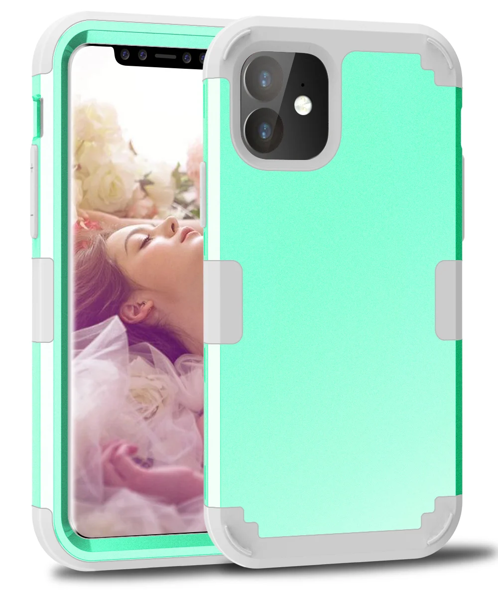 Роскошные 3 в 1 слоя чехол для телефона для iphone 11 чехол Гибридный защитный резиновый противоударный Беспроводной зарядки для iphone 11 Pro в виде ракушки