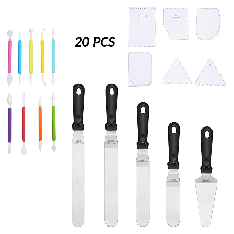 20 pcs KT195 20 шт набор инструментов для украшения торта, нож для торта, лопатка-скребок, кухонная посуда, аксессуары - Цвет: 20 pcs KT195