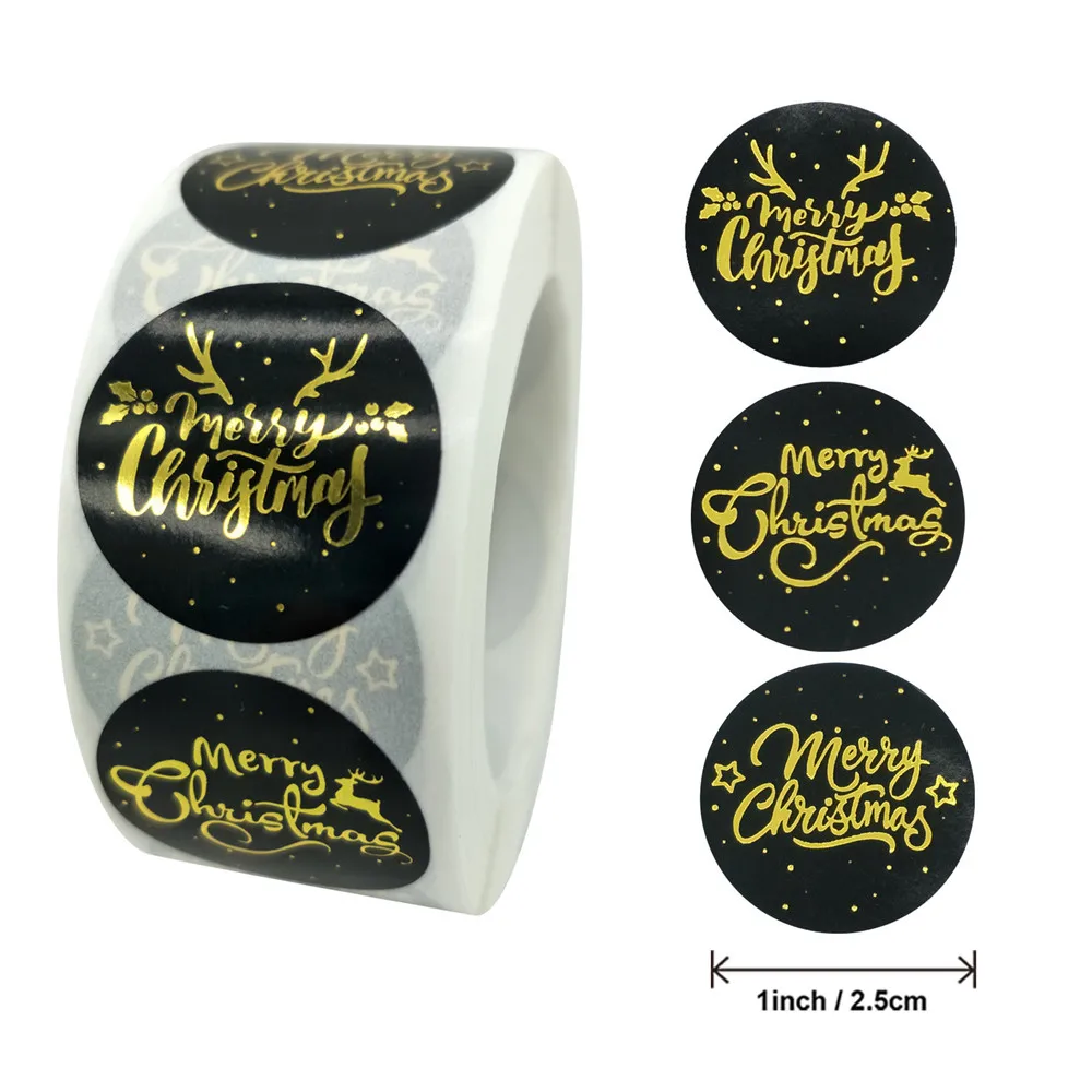 

Sticker 500pcs/roll Merry Christmas Stickers Candy Bag Card Box Package Label Sealing Stickers Christmas Wedding Decoration