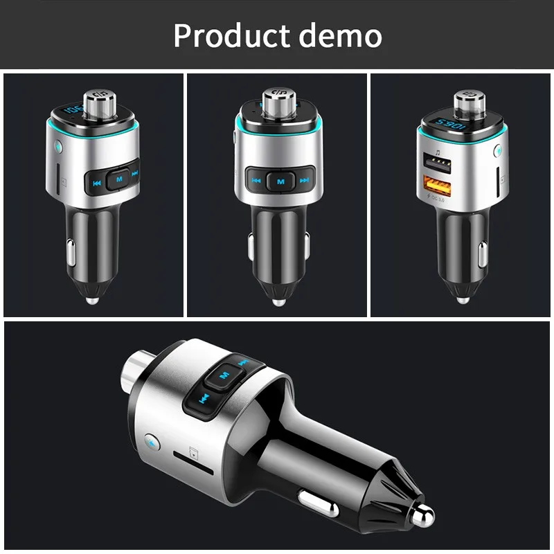 Fm-передатчик для автомобиля, Bluetooth, беспроводной QC 3,0, быстрое зарядное устройство, двойной USB, громкая связь, аудио, MP3 плеер, u-диск, TF кард-ридер, автомобильное зарядное устройство