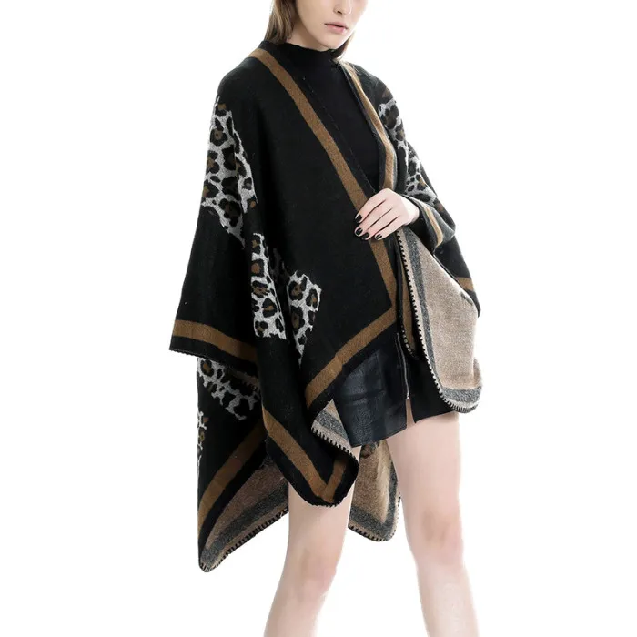 Women Oversized Shawls Imitation Cashmere Warm Ponchos Cape Wraps Pashmina IK88