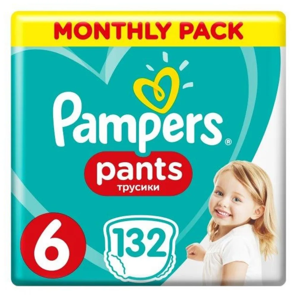 Трусики Pampers Pants 15+ кг, размер 6, 132 шт