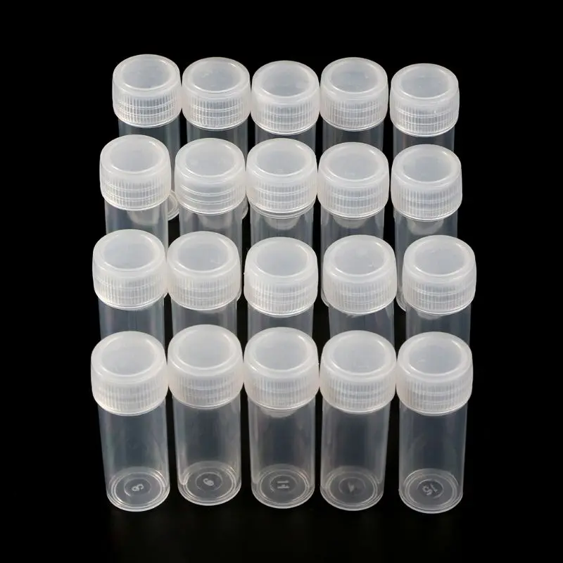 20Pcs 5ml Plastic Test Tubes Vials Sample Container Powder Craft Screw Cap Bottles for Office School Chemistry Supplies images - 6