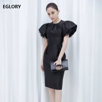 

2019 Autumn High Quality Cocktail Party Vestidos Women O-Neck Tulle Mesh Patchwork Mid-Calf Party Sexy Black Pencil Dress Mujer