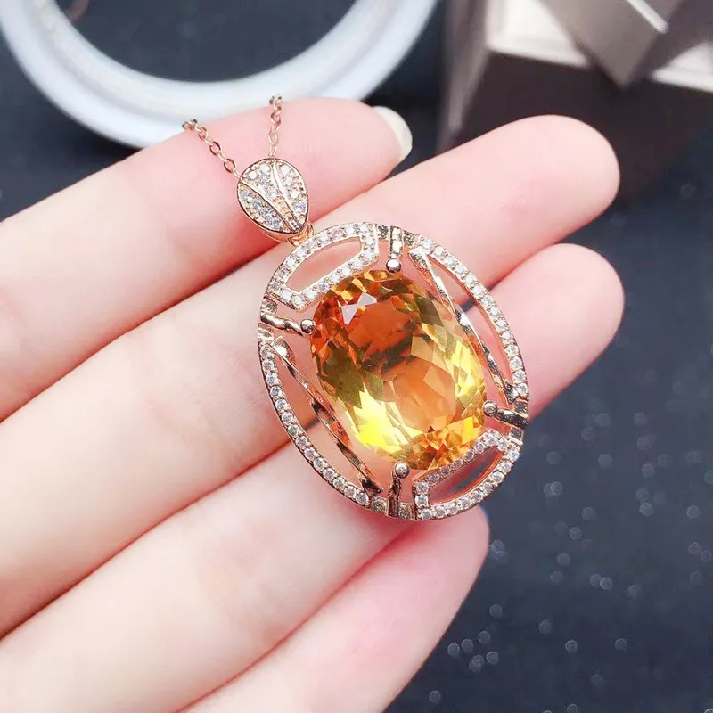 Natural real citrine big necklace 
