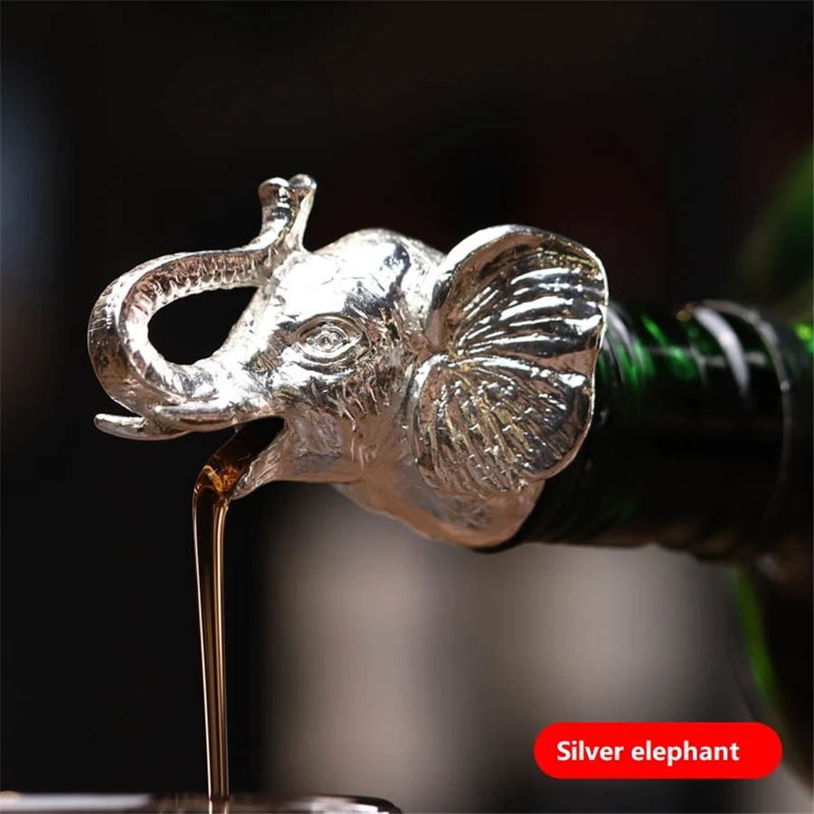 silver elephant Цинковый сплав Олень голова быка пластиковая винная выливной носик уникальные пробки для винных бутылок аэраторы для вина инструменты для шампанского винного бара - Цвет: silver elephant