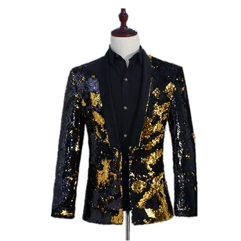 

Multi Color Sequined Top Square Collar Men's Slim Suit Top Comfortable Party Performance Singing