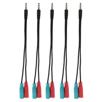 

2 In 1 Splitter 4 Pole 3.5mm Audio Earphone Headset to 2 Female Jack Headphone Mic + Audio Cable 3 pole for PC Notebook Laptop