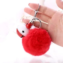 Напрямую от производителя, пушистых шариков, висячие, Лисий мех, шар, сумка, кролик, Плюшевые аксессуары, автомобильный брелок на шнурке, колокольчик