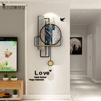 

MEISD Designer Vintage Watch With Pendulum Wall Quartz Clock Silent Home Decor Living Room Horloge Stickers Art Free Shipping