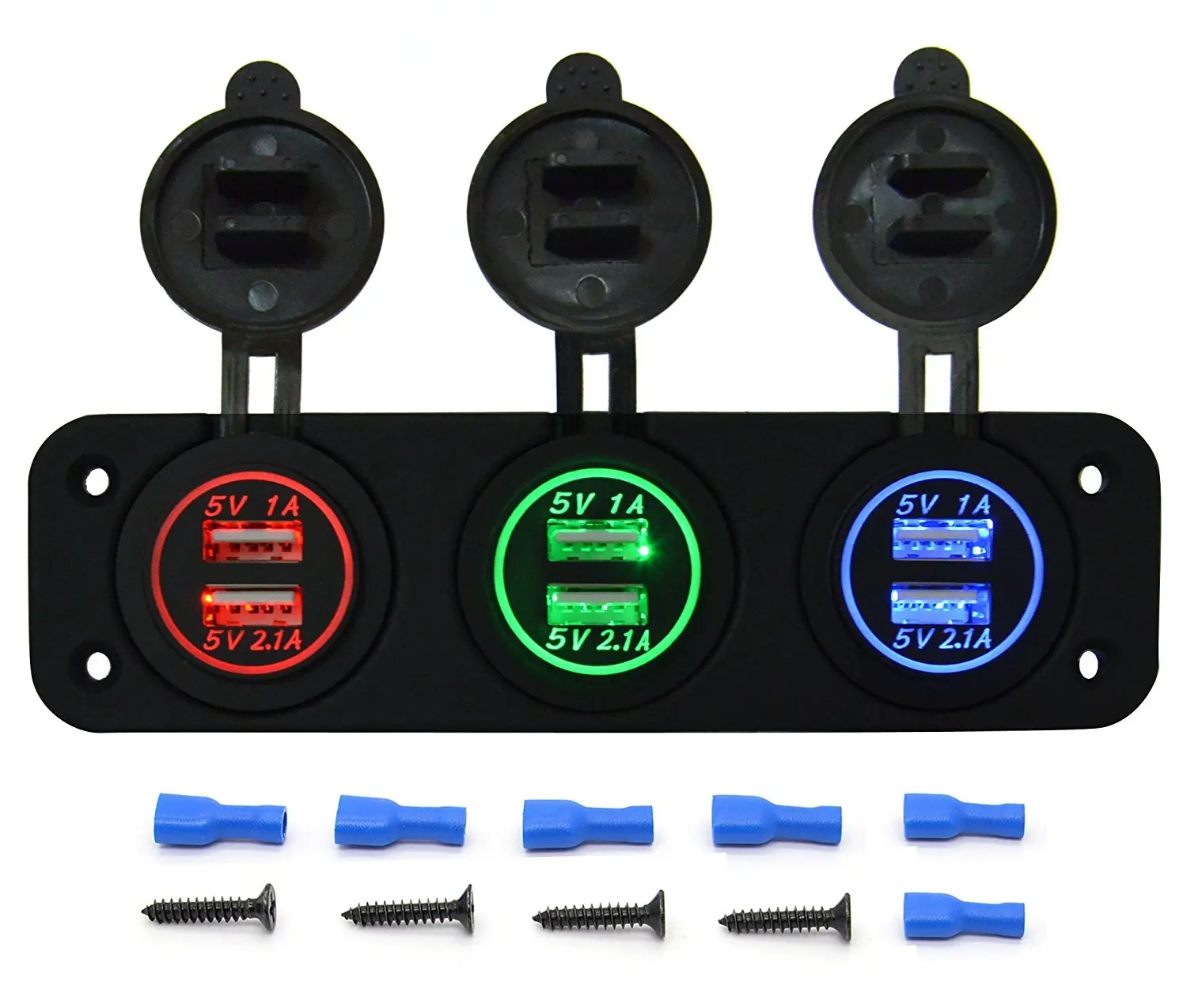 DIY 6-портовое USB Зарядное устройство Dual 5 V/3.1A Мощность розетка разъем адаптера Панель для автомобилей лодка морской мотоцикл RV ATV(красный+ синий+ зеленый светодиодный