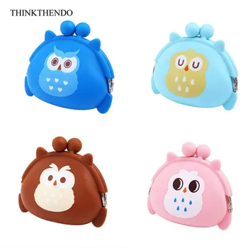 

Women Girls Cartoon Owl Silicone Wallet Coin Change Purse Key Pouch