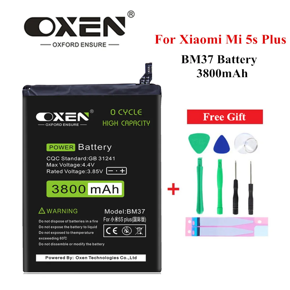 Аккумулятор OXEN BM37 3800 мАч для Xiaomi Mi5S Mi 5S Plus аккумуляторные батареи телефона