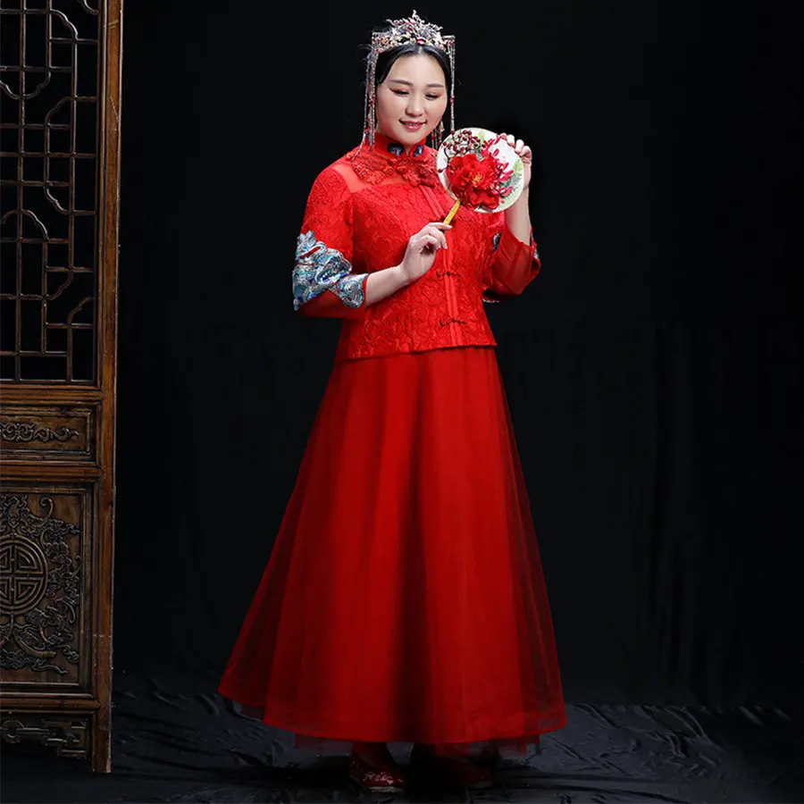 Это Yiiya торжественное платье Высокий воротник три четверти рукав Robe De Soiree DX006 вышивка размера плюс вечерние платья для женщин