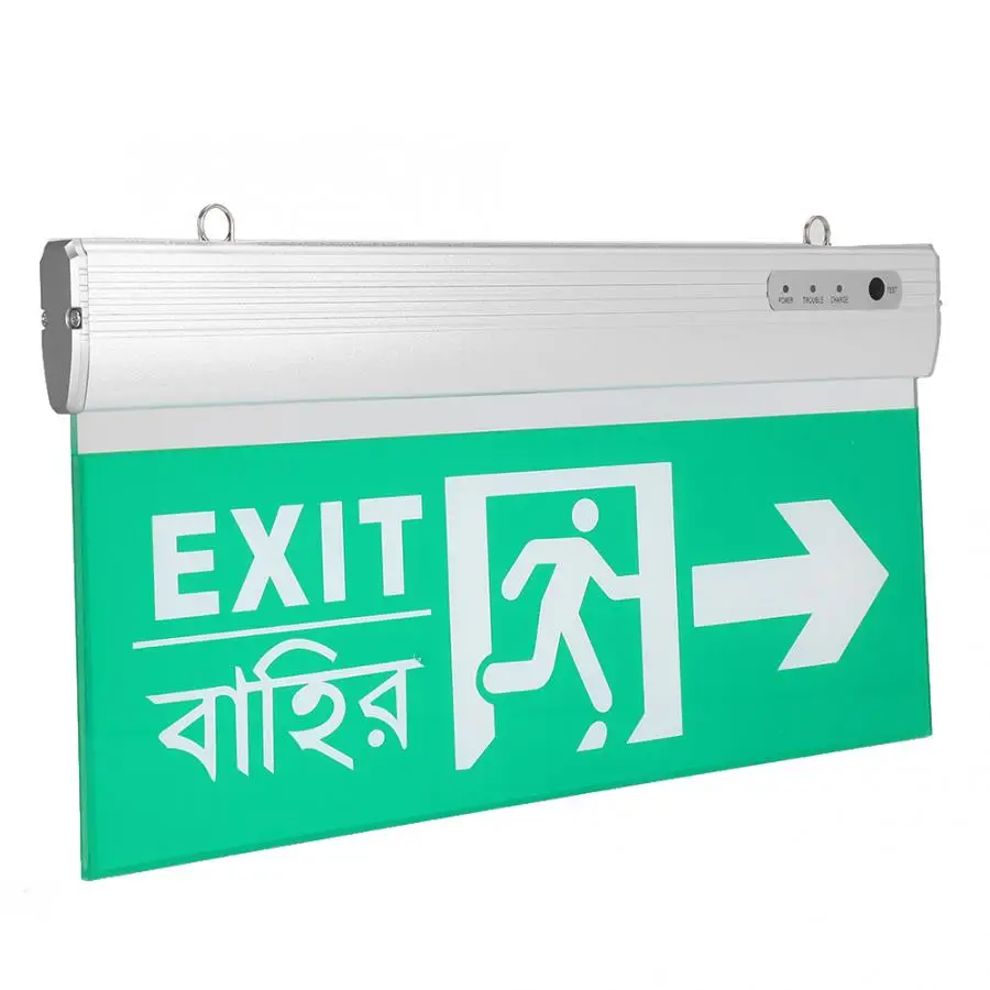 Светодиодный знак выхода PMMC аварийный безопасный аварийный светильник для эвакуации лампа индикатор Бенгальский+ английский 220 В Новинка