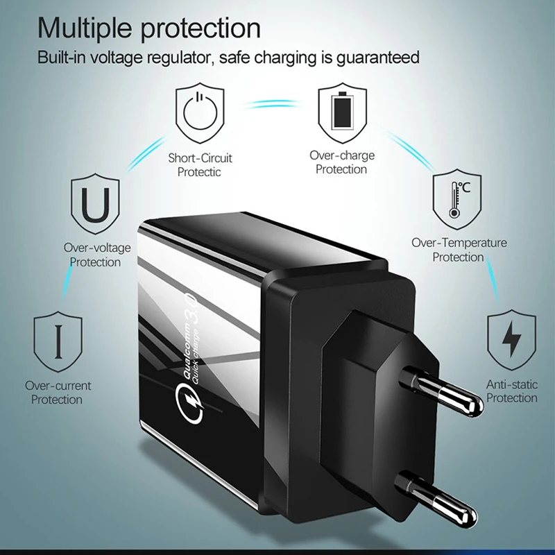 48W Quick Charger 3.0 USB Charger For Samsung Note 10 A50 iPhone 11 Pro MAX 7 8 Tablet QC 3.0 Fast Wall Charger EU Plug Adapter