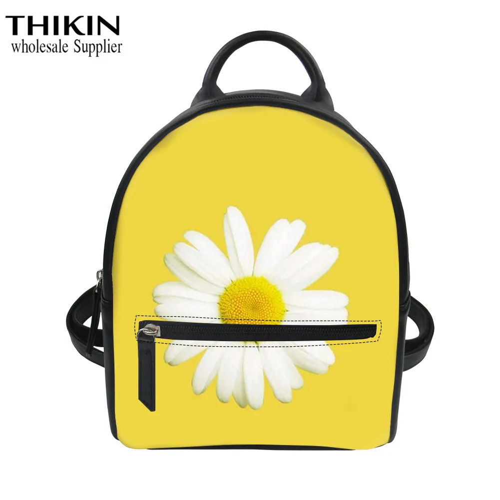 Тикин мультфильм Подсолнух PU Backapcks девушки Kawaii школьный рюкзак Детская сумка маленький кожаный рюкзак для женщин рюкзак через плечо - Цвет: as picture