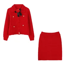 Американский женский костюм с отворотами и декоративной мозаикой из новой коллекции осень-зима, куртка с карманами, юбка на бедрах