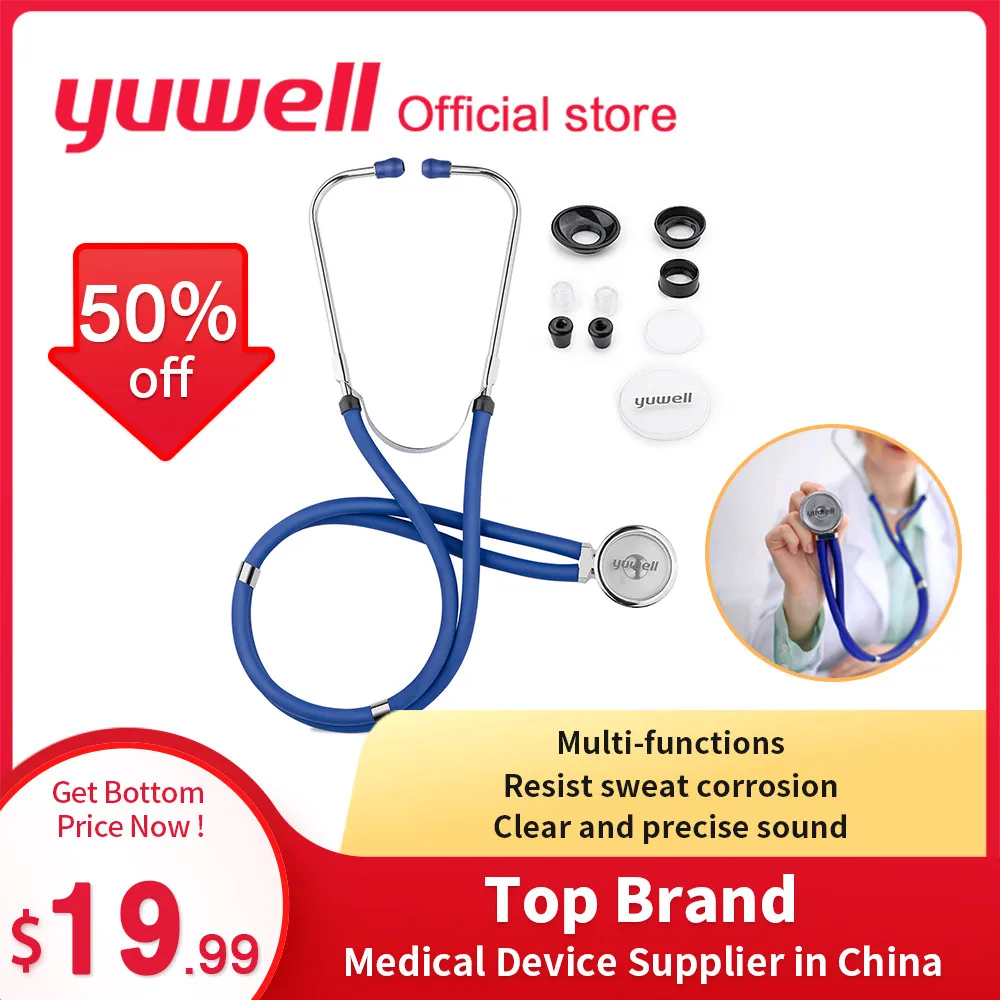 

Yuwell Professional Stethoscope Multifunctional Head Cardiology Rate Lung Medical Device Fetal Heart Rate Health Care Monitor