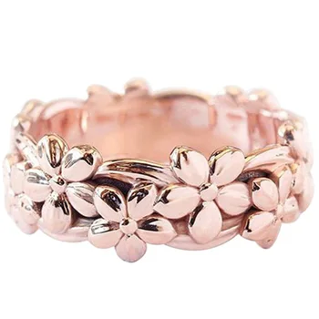 

14K Rose Gold Plum Ring Simple Flower Ring Hand Jewelry Lower Ring for Women