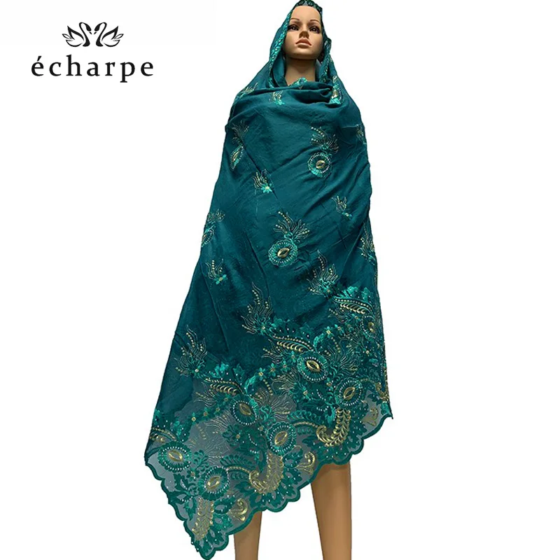 

2019 African Women scarfs Nice design cotton splice with net material big size scarfs for pashmina shawls