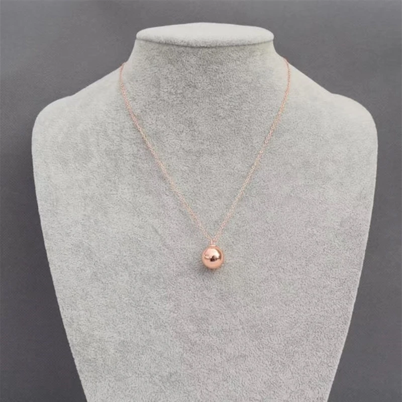 

SHINETUNG Original 100% S925 Sterling Silver Necklace Rose Gold Color Ball Necklace Fashional Necklace Women High-End Jewelry