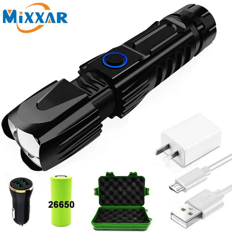 

ZK20 XHP90 XHP70 XHP50 LED USB Tactical Flashlight Torch Zoom 26650 Hunting Camping Lights/Lamp Lantern with Clip Safety Hammer