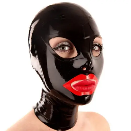 

Latex Hood with Red Lips Back Zipper Rubber Mask Cosplay Mask