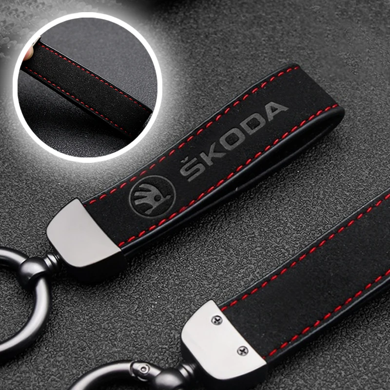 Car Key Chain Auto Metal Alloy Pu Leather Logo Keychain Key Ring For