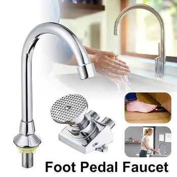 

Xueqin Copper+Stainless Steel Foot Pedal Faucet Kitchen Bathroom Medical Laboratory Public Places Basin Tap Vessel Sink Mixer