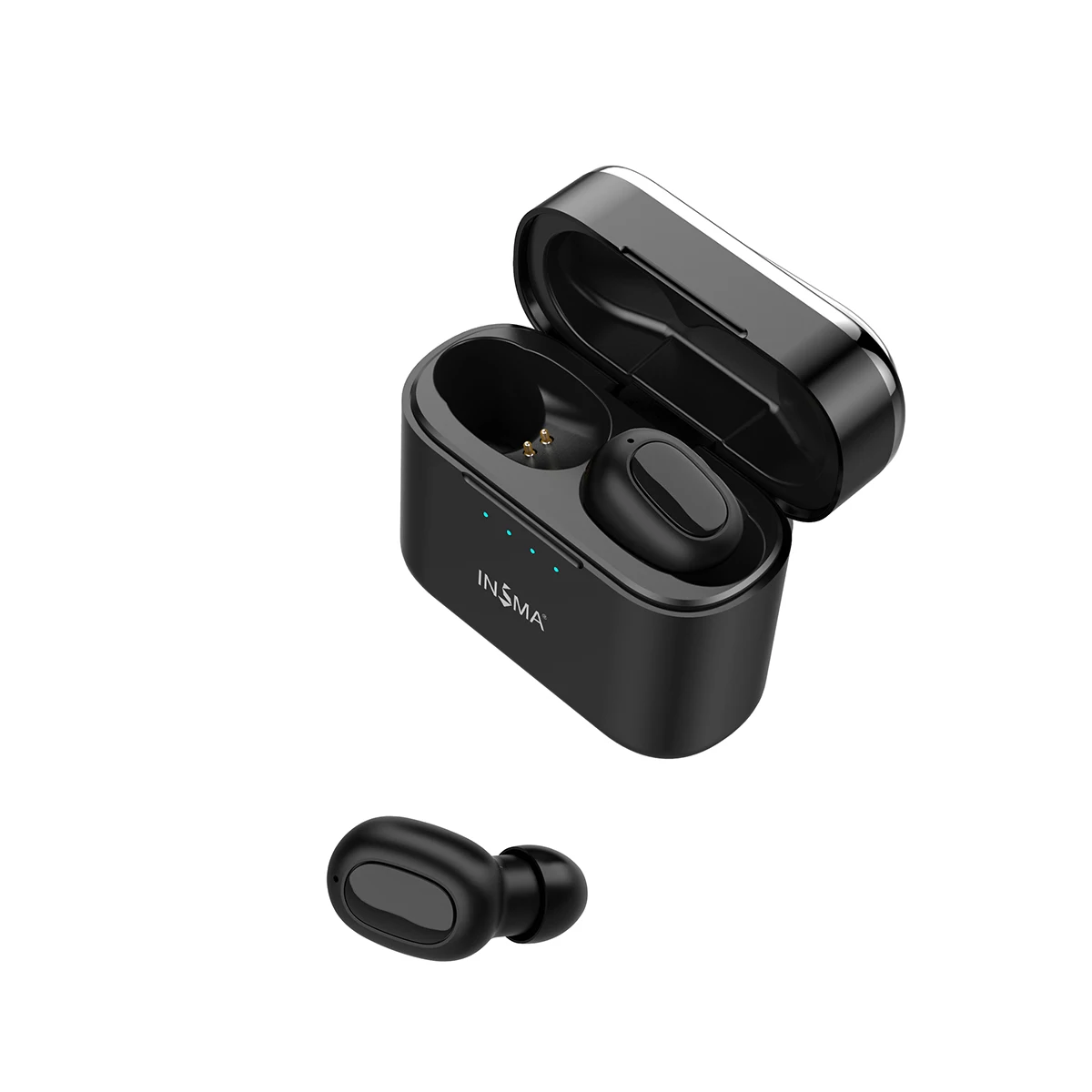 Черный INSMA AirBuds Mini TWS In-Ear bluetooth 5,0 наушники спортивные Hi-Fi стерео настоящие БЕСПРОВОДНЫЕ стереофонические поддержка QI зарядки наушники - Цвет: Черный