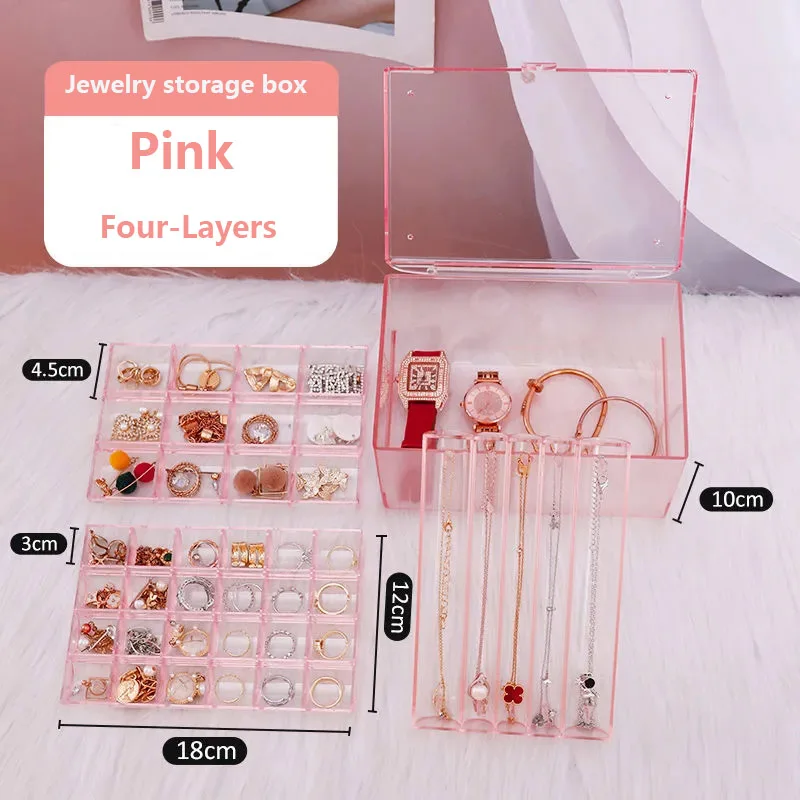 Acrylic Jewellery Organizers Dustproof Jewelry Storage Box Earring Rings Necklace Large Space Jewellery Case Stand Holder Decor
