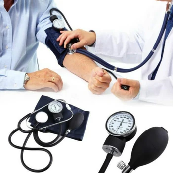 

Manual Arm Blood Pressure Monitor Stethoscope Sphygmomanometer Aneroid Gauge Device Home Meter Kit Medical Equipment For Health