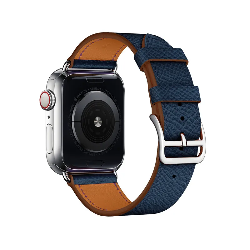 Dark Blue Роскошная натуральная кожа Ремешки для наручных часов для Apple Watch Series 5 4 3 2 1 крест-накрест браслет ремешок петли для наручных часов iWatch, 40/44/38 мм/42 мм - Цвет ремешка: Dark Blue
