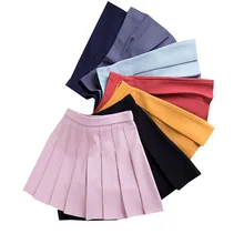 Solid Fashion Mini Pleated Skirt Casual Loose Women Pleated Skirt Summer A-Line Skirts High Waist Sexy Short Ladies Girls Skirts