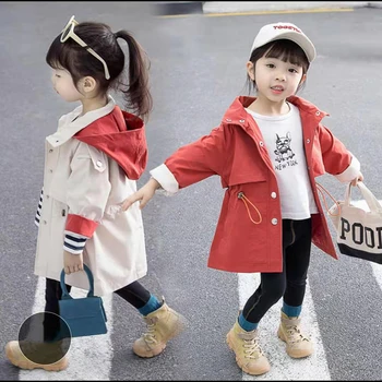 

Mid Length Style Fashion 2019 Spring Girls Jackets Kids Girl Outerwear Windproof Hoodies Jackets Coat For Autumn Children Coat