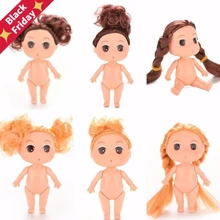 

1Pcs Novelty 9CM Ddung Dolls Toy Girl Brown Bun Hair Skirt Princess Confused For Doll Christmas Wedding Gift Classic Manual Toy