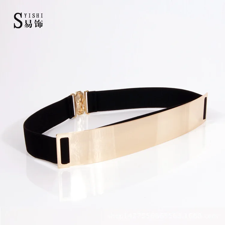 Hot Designer Belts for Woman Gold Silver Brand Belt Classy Elastic ceinture femme 5 color belt ladies Apparel Accessory - Цвет: Black