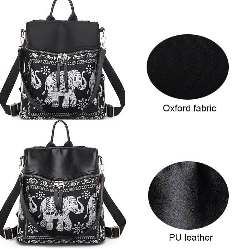 Backpack Women Fashion New High Quality Leather Shoulder Bag Women Elephant Designer oxford fabric women's backpack
