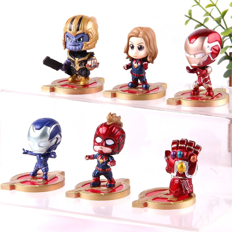 Горячие игрушки Cosbaby Мстители Бесконечность Gauntlet танос Капитан Marvel Железный человек ПВХ Фигурки игрушки супер герой подарочной коробке 6