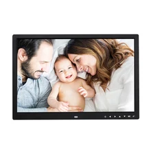 Marco de fotos Digital con pantalla HD de 17 pulgadas, reproductor multimedia de vídeo y música LED de 1400x900, Control de imagen inteligente con botón táctil