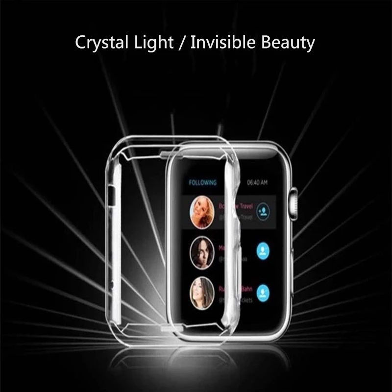 Полный Чехол для Apple Watch 4, 3, 2, 1, 40 мм, 44 мм, защитный ТПУ Hd Прозрачный Ультра-тонкий чехол, Защитная крышка для Iwatch 38 мм, 42 мм