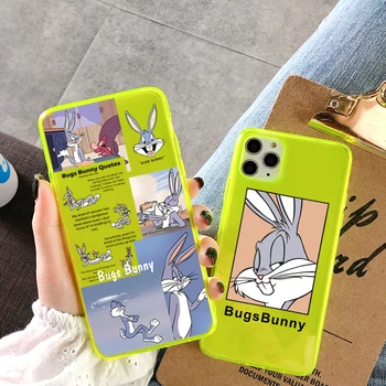 

Fluorescent yellow Cartoon Phone Case For iphone 11 Pro Max 7 8 plus back Cover For iphone X XR XS Max Soft Cases Silicone Capa