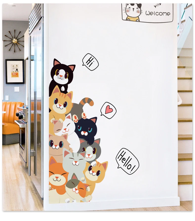 Cartoon Cat Wall Sticker for kids room decor4