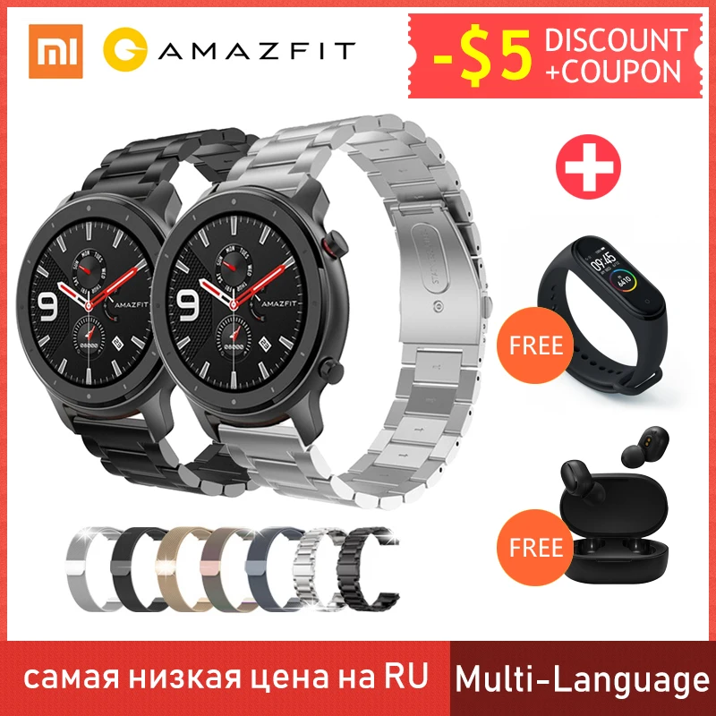 Глобальная версия Amazfit GTR 42 мм Смарт-часы AMOLED дисплей 5ATM женские и мужские умные часы gps и ГЛОНАСС BT5.0 для Xiaomi Phone IOS