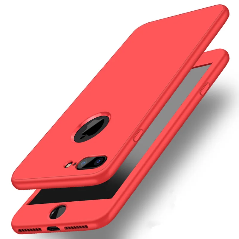 360 Двойная полная крышка корпуса для iPhone XR XS Max X Чехол Мягкий силиконовый чехол для iPhone 5 5S SE 6 6S 7 8 Plus Передняя Задняя Защита - Цвет: Red