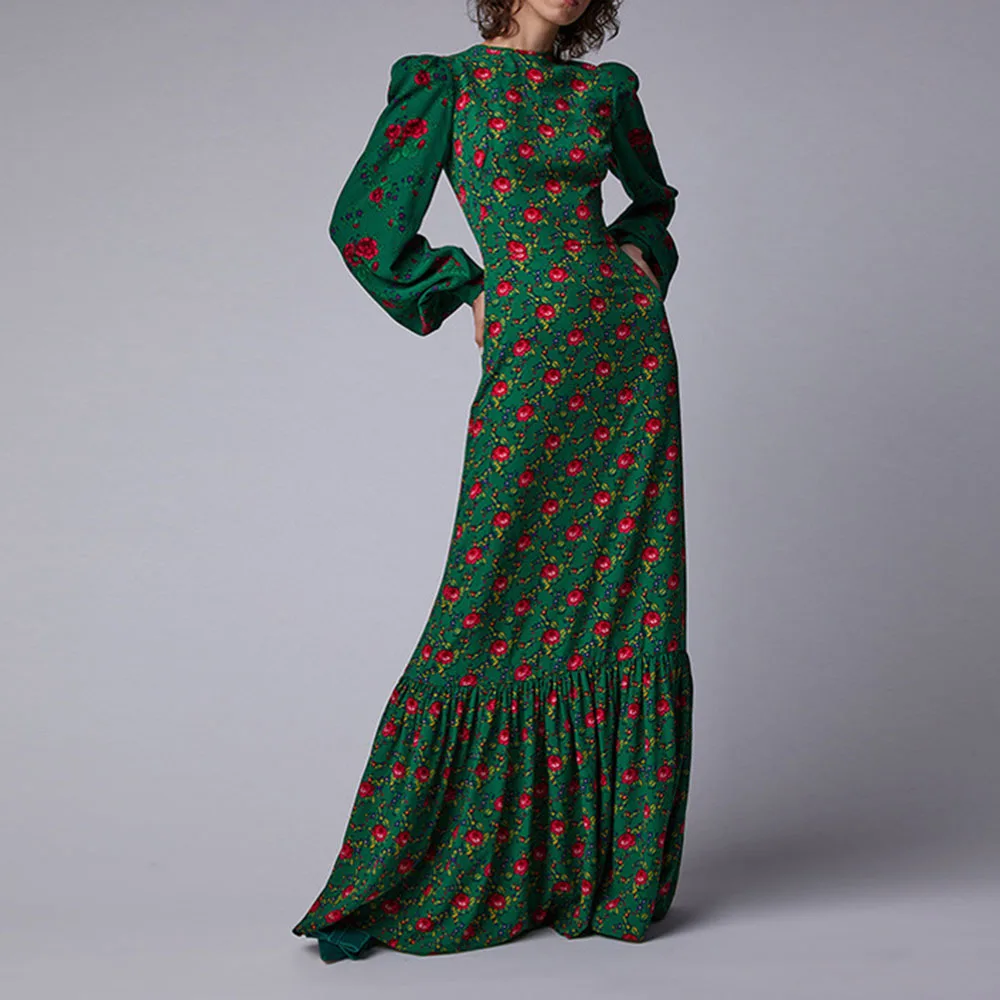 Винтажное Зеленое Длинное Платье элегантные женские вечерние платья макси на