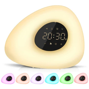

Spectrum Atmosphere Light Ambient Light Alarm Clock Wake Up Light Sunrise Sunset Simulation with 10 Nature Sounds 7 Colors Light